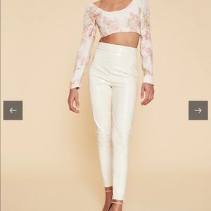 LPA Leather Leggings 629 in Ivory Size Large